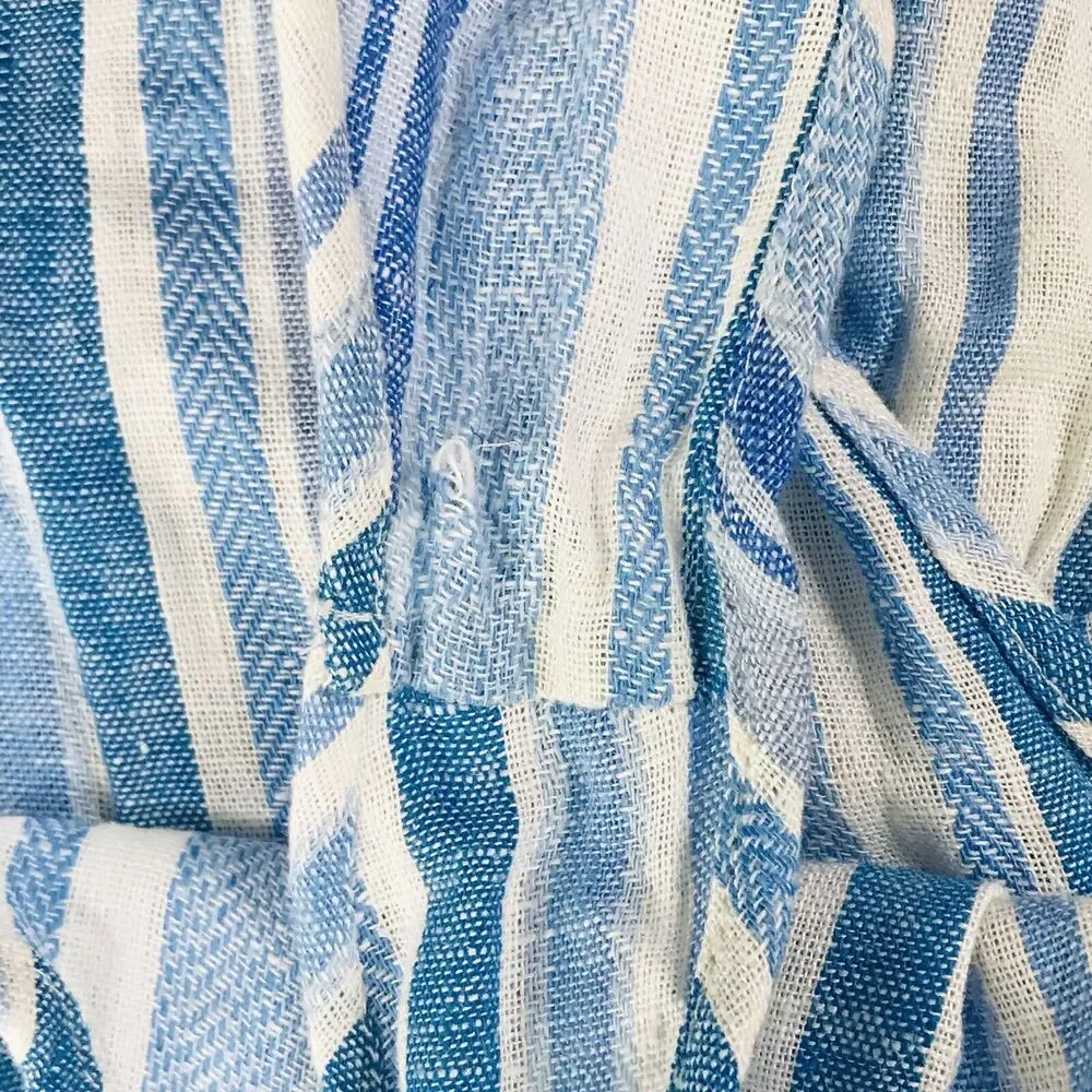 Marissa Olivia Women M Dress Babydoll Faux Button Up Stripes Blue NWT Flaw CL7